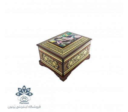 جعبه جواهرات خاتم اندازه کوچک با نقش زیبای مینیاتور