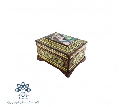 جعبه جواهرات خاتم اندازه کوچک با نقش زیبای مینیاتور