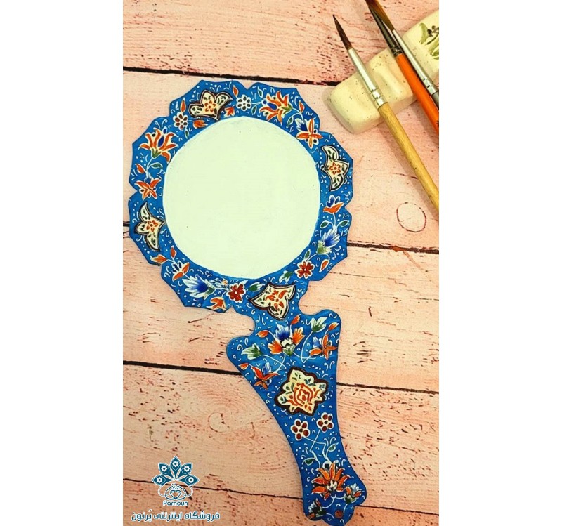 قاب آینه دستی مسی میناکاری شده