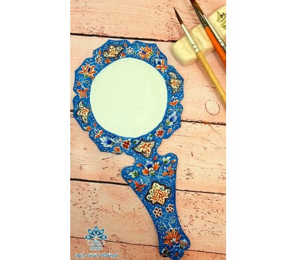 قاب آینه دستی مسی میناکاری شده