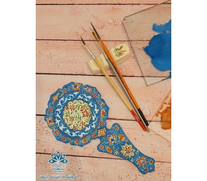 قاب آینه دستی مسی میناکاری شده