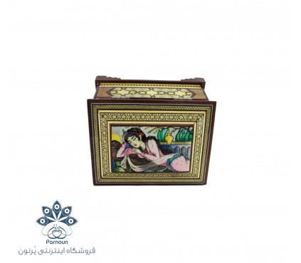 جعبه جواهرات خاتم اندازه کوچک با نقش زیبای مینیاتور