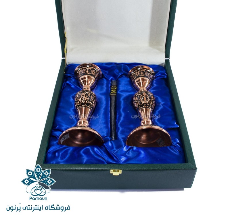 ست شمعدان مسی الماس تراش