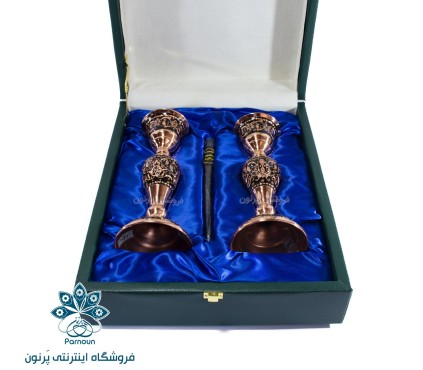 ست شمعدان مسی الماس تراش