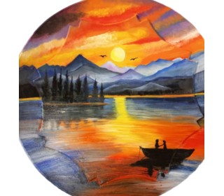 دیوارکوب سفالی منظره غروب عاشقان
