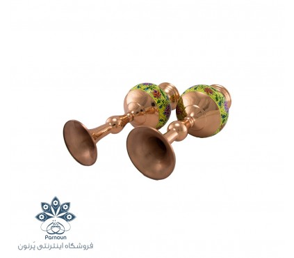 گلدان 20 سانتیمتری مس و پرداز با رنگ زمینه زرد