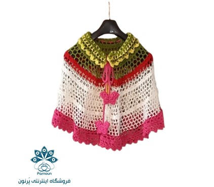 شنل گرد جلو نیمه باز  قلاب بافی بچه گانه