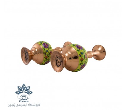 گلدان 20 سانتیمتری مس و پرداز با رنگ زمینه زرد