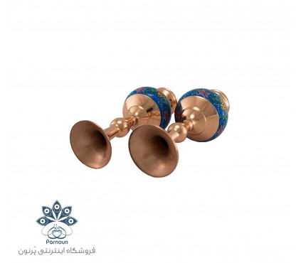 گلدان 20 سانتیمتری مس و پرداز با رنگ زمینه آبی