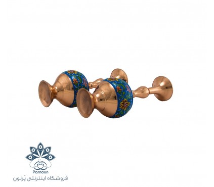 گلدان 20 سانتیمتری مس و پرداز با رنگ زمینه آبی