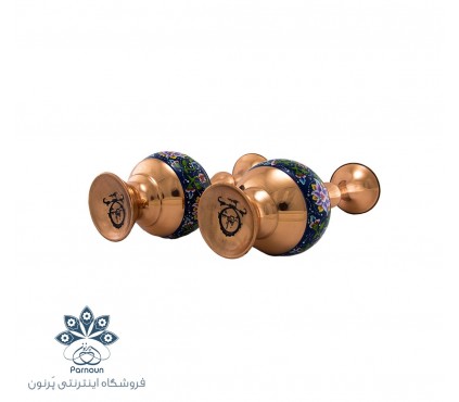 گلدان 20 سانتیمتری مس و پرداز با رنگ زمینه سرمه‌ای