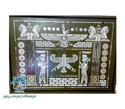 تایلو دکوراتیو برجسته شده با تکسچر و آیینه کاری شده طرح هخامنشی