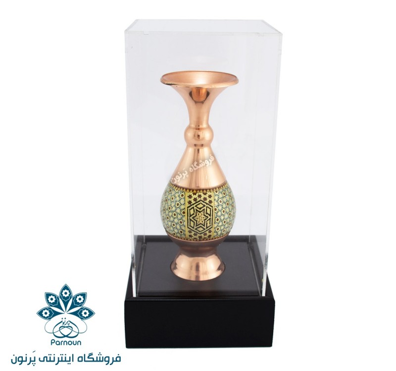 گلدان مس و خاتم با باکس شفاف