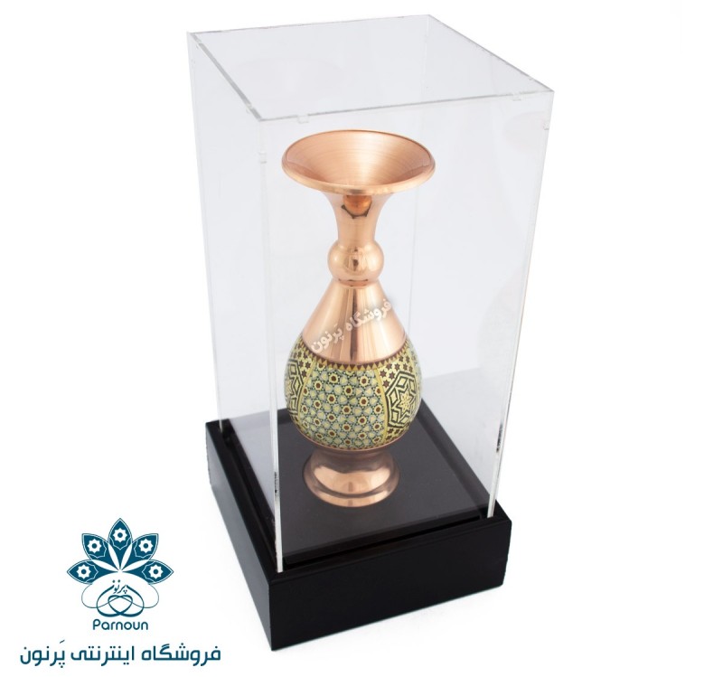گلدان مس و خاتم با باکس شفاف