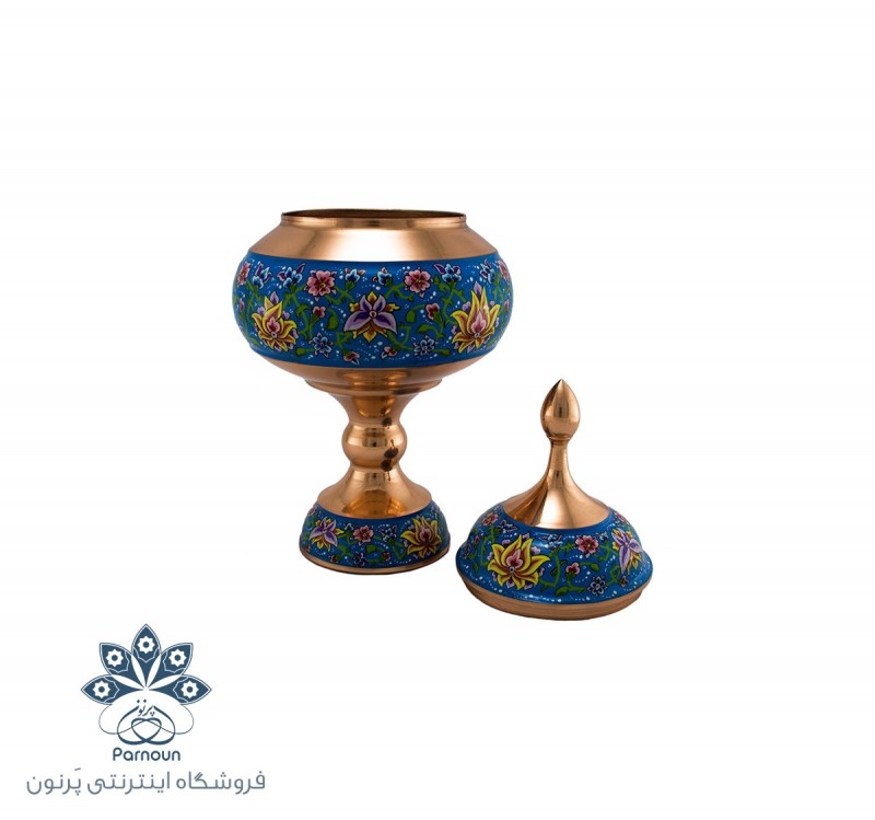 شکلات خوری مس و پرداز با رنگ زمینه آبی