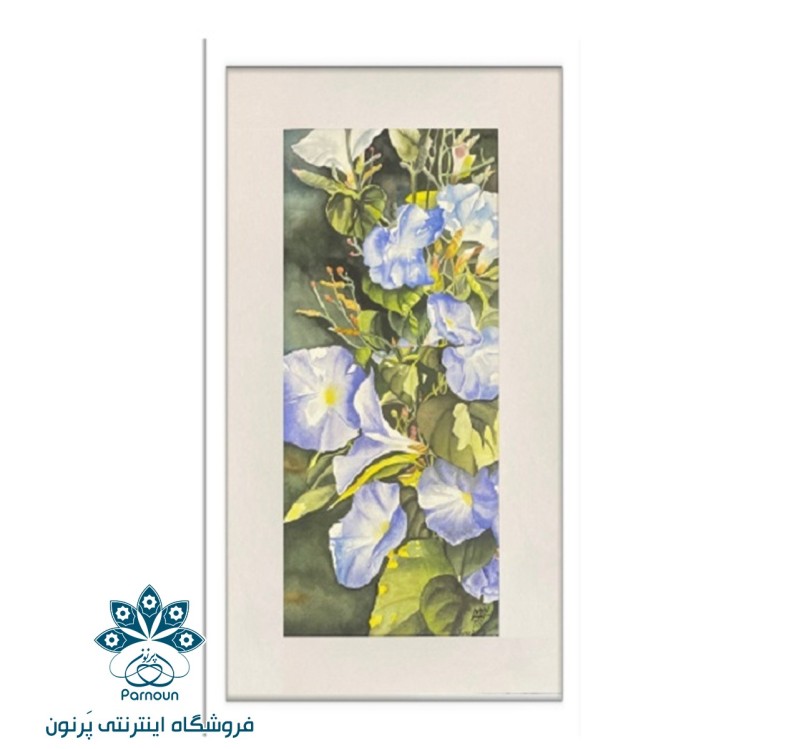 تابلو نقاشی آبرنگ نقش رنگ مدل گل پیچک