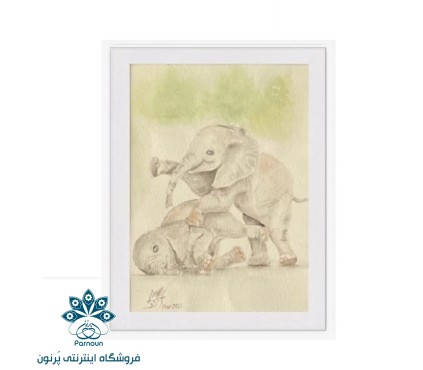 تابلو نقاشی آبرنگ مدل فیل 1