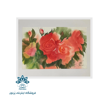 تابلو نقاشی آبرنگ مدل گل رز قرمز