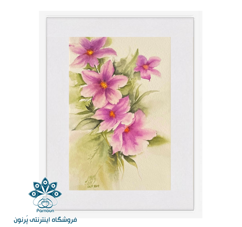 تابلو نقاشی آبرنگ مدل گل ختمی 