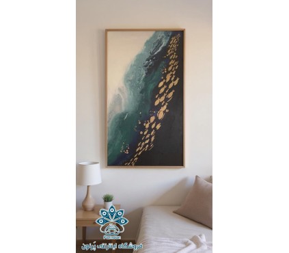 تابلو دکوراتیو ورق طلا مدل ماهی و دریا