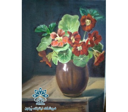 تابلو رنگ روغن گل لادن