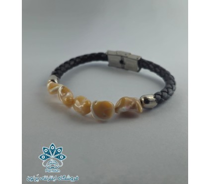 دستبند چرم سنگ صدف