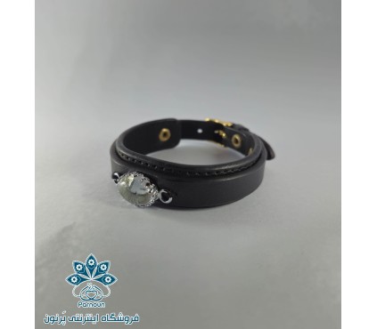 دستبند چرم با سنگ دُر