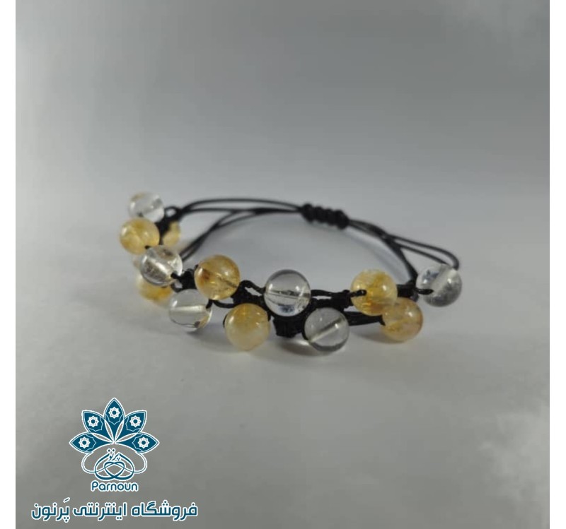 دستبند بافت سنگ های سیترین و کوارتز