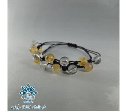 دستبند بافت سنگ های سیترین و کوارتز