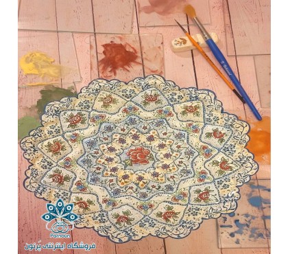 شیرینی خوری پایه دار مسی میناکاری با طرح گل های ختایی