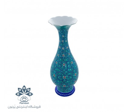 گلدان مینا‌کاری 20 سانتی‌متری سبز