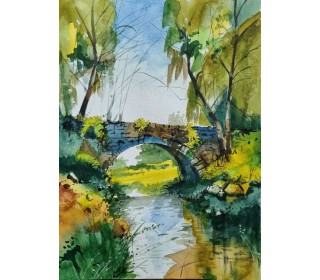 نقاشی آبرنگی "پل"