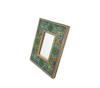 آینه رومیزی با قاب نگارگری و خاتم 19 در 23 سانت