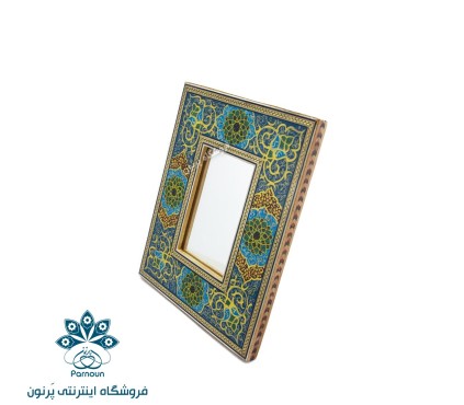 آینه رومیزی با قاب نگارگری و خاتم 19 در 23 سانت