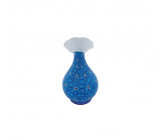 گلدان میناکاری 13 سانتیمتری فیروزهای