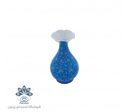 گلدان مینا‌کاری 13 سانتی‌متری فیروزه‌ای