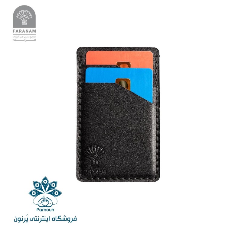 کیف کارت چرم طبیعی کروک مشکی