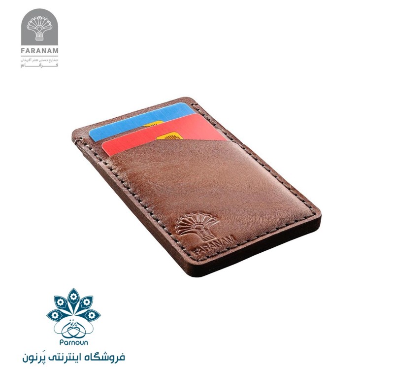  کیف کارت چرم طبیعی کروک قهوه ای