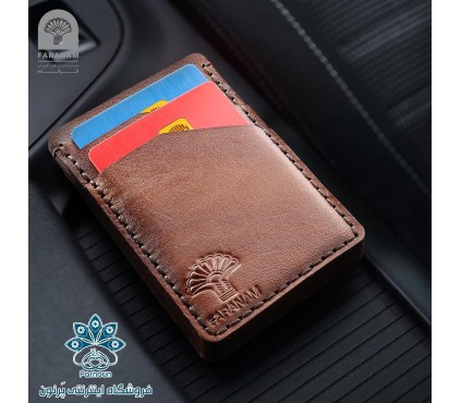  کیف کارت چرم طبیعی کروک قهوه ای