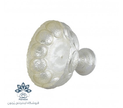 میوه خوری قلمزنی نقره نما با طرح گل و مرغ