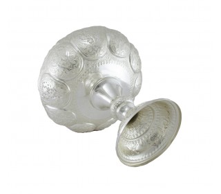 میوه خوری قلمزنی نقره نما با طرح گل و مرغ