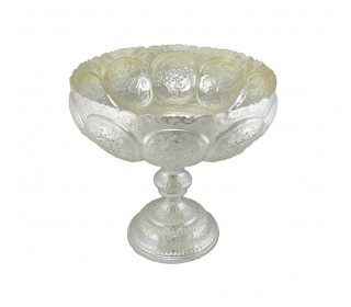 میوه خوری قلمزنی نقره نما با طرح گل و مرغ