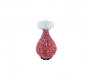 گلدان میناکاری 13 سانتیمتری قرمز