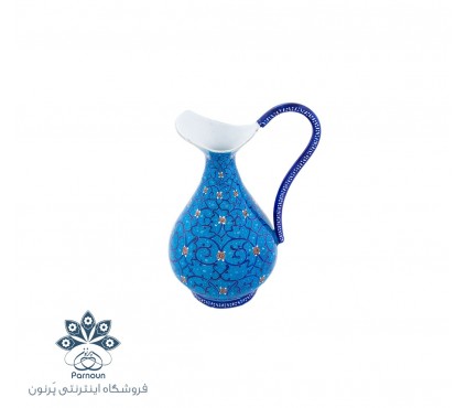 پارچ میناکاری 13 سانتی‌متری فیروزه‌ای