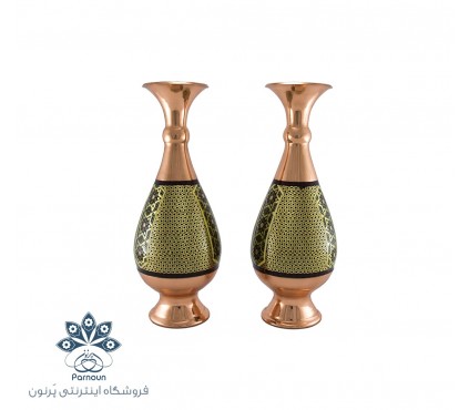 گلدان 26 سانتیمتری مس و خاتم اعلا