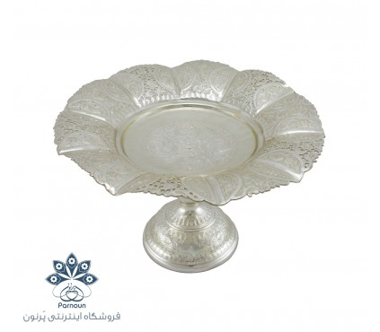 شیرینی خوری قلمزنی پایه دار نقره نما