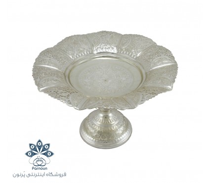 شیرینی خوری قلمزنی پایه دار طرح نقره