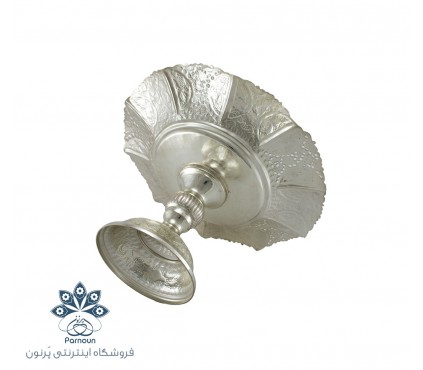 شیرینی خوری طرح نقره با طرح قلمزنی گل و مرغ