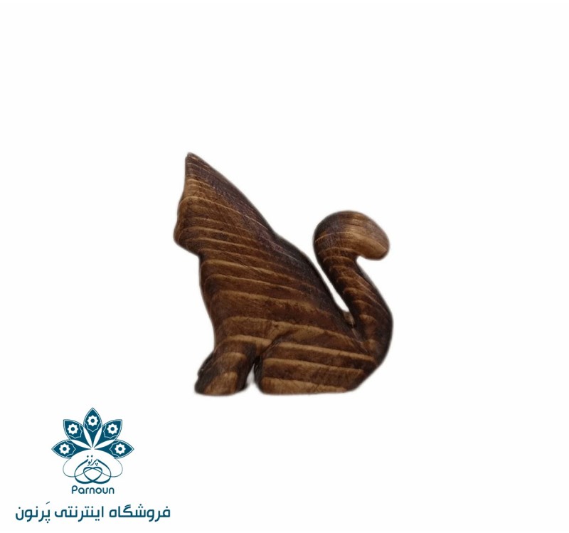 مجسمه چوبی گربه مینیمال دست‌ساز