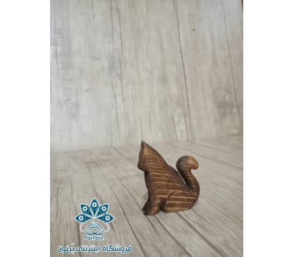 مجسمه چوبی گربه مینیمال دست‌ساز